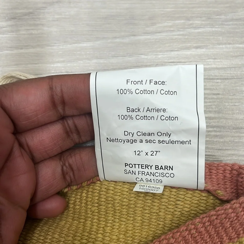 Pottery Barn Cotton Multi ColorLumbar Pillow Cover Stripe Southwestern 12” x 27”